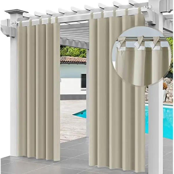 Ferocity Buitengordijn Waterdicht 220 X 155 Cm Uv-stralingswerend Gordijn Waterdicht En Winddicht Gordijn Voor Terras, Veranda, Pergola, Strand Huis Breedte 61 thumbnail