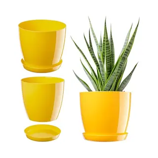 Blumentopf, Pflanzkübel Mit Untersetzer, Runder Blumenkübel Für Innen, Eleganter Pflanztopf Au - Kadax