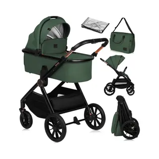 Lionelo Layla 2 In 1 Kombikinderwagen Kinderwagen 0-48 Monate Bis 22 Kg, Babywanne Bis 9 Kg, Rückenlehne Und Fußstütze Verstellbar, AiryDots, 360°