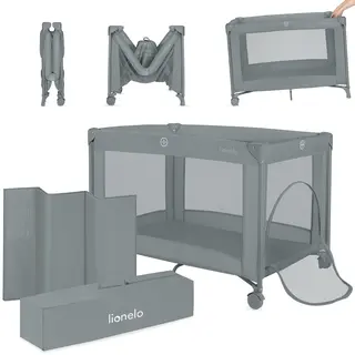 Lionelo Reisebett Amelie (Set, Reisebett / 2-cm-Matratze / Tragetasche) Kompakt/leicht/2cmMatratze/Seiteneingang/Netzseiten