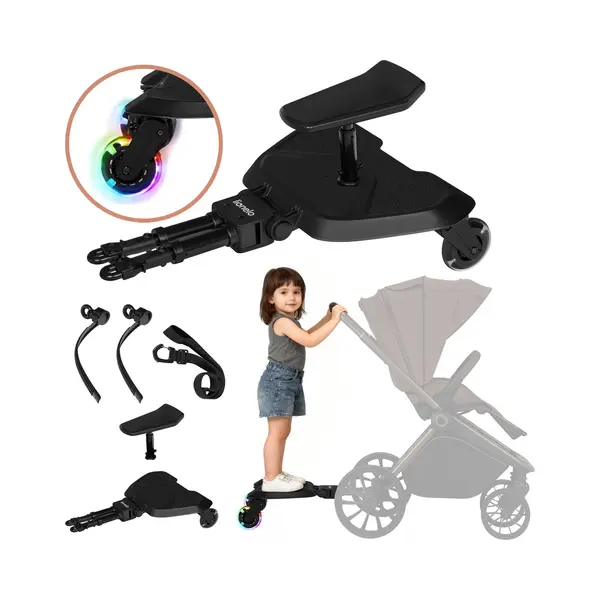 Lionelo Buggyboard Buggy Board (Set, Plattform + Sitz + Gurt + Montage), Universal/Stand&Sitz/3Höhen/Led-Räder/25kg thumbnail