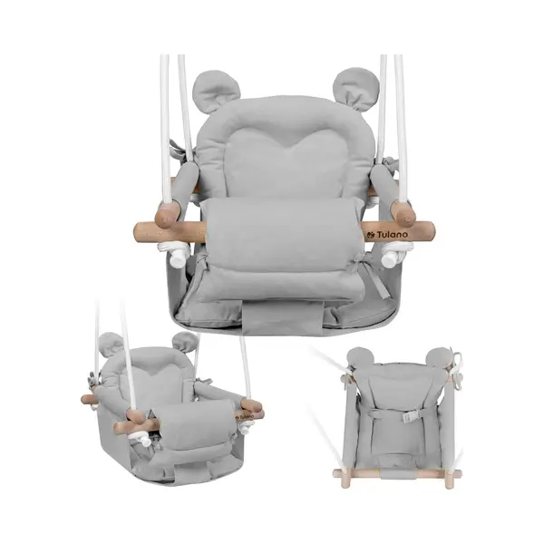 Tulano Hop 30 Holz Babyschaukel – Ab 6 Monate – Für Innen Und Außen Geeignet – Gepolsterter Sitz Mit Sicherheitsgurt – Belastbar Bis 60 Kg thumbnail