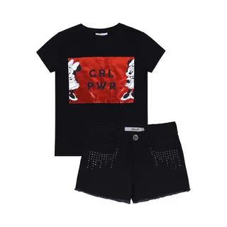 Disney Minnie Mouse - Zwarte Kledingset Voor Meisjes Voor De Zomer / 140
