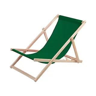 Woodok Liegestuhl Aus Buchholz Strandstuhl Sonnenliege Gartenliege Für Strand, Garten, Balkon Und Terrasse Liege Klappbar (Grün)