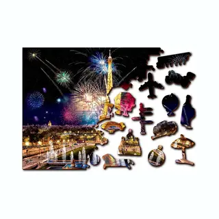Wooden City - 2in1 - Houten Legpuzzel - Paris By Night - 37, 5x25, 4cm