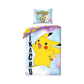 Halantex Omkeerbaar Beddengoed Pokemon Pikachu - Eenpersoonsbed, 2-delig, Dekbedovertrek 140 X 200 Cm En Kussensloop 70 X 90 Cm, 100% Katoen, Ökö-Tex
