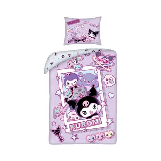 Halantex Kuromi Duvet Cover 140 X 200 Cm With Pillowcase 70 X 90 Cm - Bedding For Children And Teenagers - 100% Super Soft Microfibre - Reversible Design,