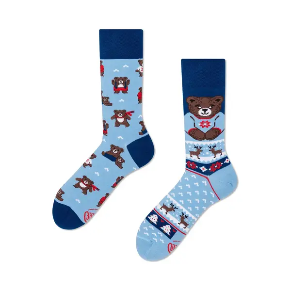Many Mornings Bunte Socken Winter Bären Lustige Unisex Socken Für Damen Und Herren Warme Baumwollsocken 43-46 Kuschelige Teddy Design Wintersocken thumbnail