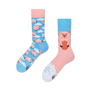 Many Mornings Lustige Ungleiche Socken Unisex Piggy Dream Motiv Bunte Socken Mit Schweinchen Design Größe 43-46 Bequeme Baumwollsocken Unisex