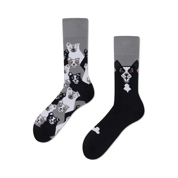 Many Mornings Bunte Lustige Socken Black Dog Größe 43-46 Ungleiche Baumwollsocken Damen Herren thumbnail