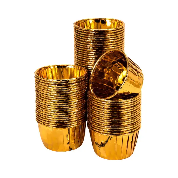 orzeszku Muffinvormpjes 100 Stuks – Goud 40×50 Mm – Papieren-Aluminium Bakvormpjes Voor Cupcakes En Desserts thumbnail
