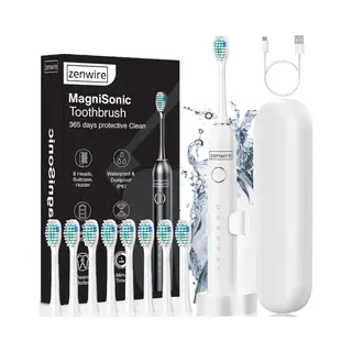 Zenwire Magnisonic 506 - Elektrische Tandenborstel - 97 000 Oscillaties/min - 6 Modi - IP67 - Usb-C - 60 Dagen Werking Met Magnetische Motor - 8 Tips