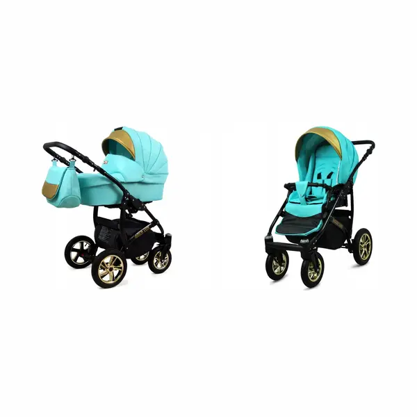 BabyLux® Kinderwagen 2in1 – Goldlux - Mint Black Frame - Opklapbare Wandelwagen Incl. Reiswieg, Multifunctionele Buggy Sportstoel - thumbnail