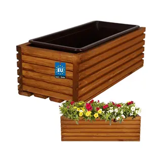 Kotarbau - Houten Bloembak - 44 X 20 Cm - Met Inzetbak - Eikenkleur
