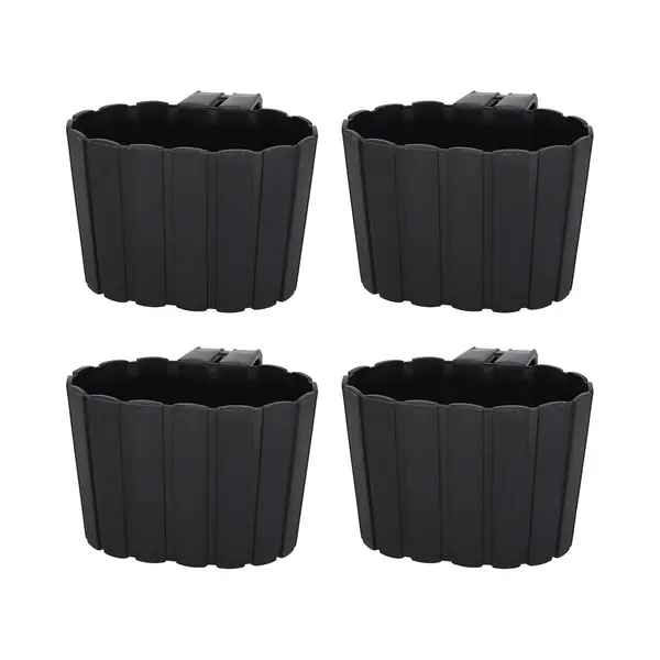 Kotarbau® 4er Set Blumentopf Hängend - Pflanzkübel - 20 X 14 Cm H, 13 Cm Anthrazit - Übertopf Kunststoff - Pflanzkübel Groß Außen - thumbnail