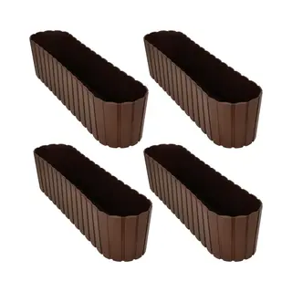 Kotarbau® 4er Set Blumenkasten Balkon - Blumentopf - 60x14x13cm Braun - Pflanzkübel - Pflanzkasten - Pflanzentopf - Kunststoff - Balkonkasten -