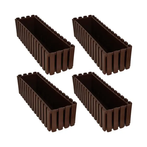 Kotarbau® 4er Set Blumenkasten - Blumentopf - 58x18x16 Cm - Braun - Kunststoff - Pflanzkasten - Balkonkasten - Pflanzkübel Rechteckig - Übertopf thumbnail