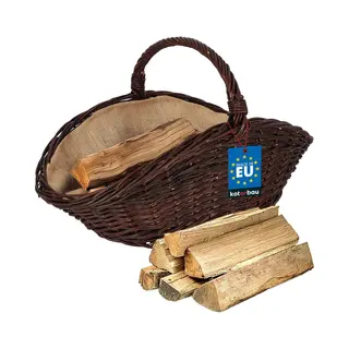 Kotarbau Rieten Mand, 64x40x39 Cm, Houtblokken, Naturel, Donkerbruin, Handvat