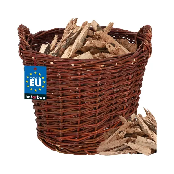 Kotarbau® Rieten Mand, Met Handvatten, Wilg, ? 30 Cm, Bruin, Houtmand, Plantenmand, Oogstmand, Tuinmand, Opbergmand, Voor Haardhout thumbnail