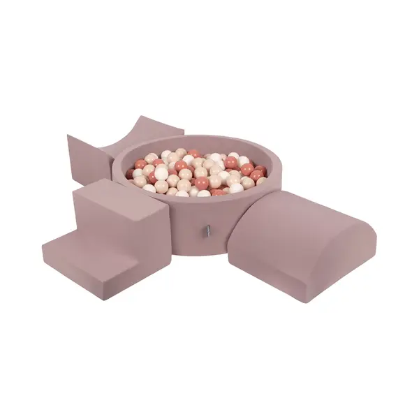 KiddyMoon Foam Speeltuin Ppzp-OK30D-134 Met Ballen Heide, Pastel Beige-haired-wit 200 Zwembad/helling L/helf L/trap thumbnail
