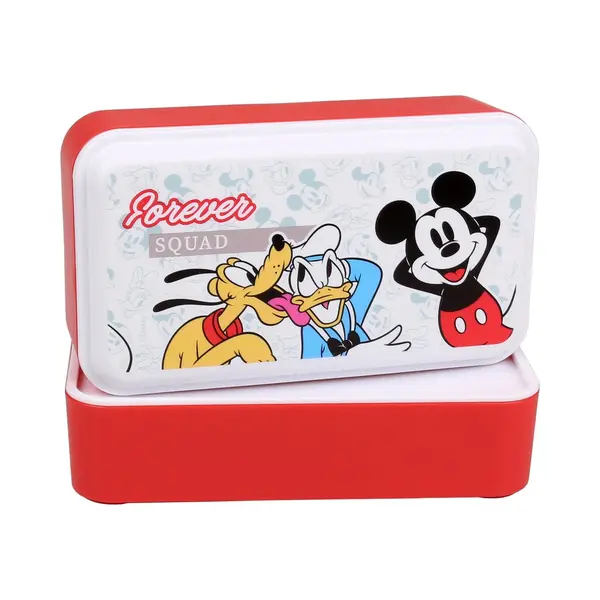Disney Mickey Mouse - 2x Wit-rode Vershouddoos, Broodtrommel 5x5x18, 5 Cm thumbnail