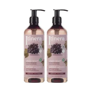Itinera - Gladmakende Vloeibare Zeep Met Toscaanse Rode Druiven, 95% Natuurlijke Ingrediënten 370 Ml (2 Stuks)