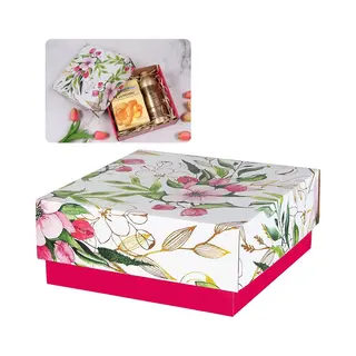 sarcia.eu Roze Cadeaudoos Met Bloemenpatroon 20x20x8, 5 Cm