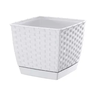 Prosperplast Plantenpot/bloempot - Rotan Kunststof - 14.5 X 14.5 Cm - Parel Wit