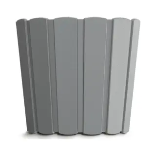 Prosperplast Wood-look Plantenpot/bloempot Kunststof Dia 24 Cm/hoogte 22 Cm Steengrijs Voor Binnen/buiten