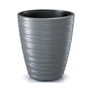 Prosperplast Plantenpot/bloempot Amazing - Buiten/binnen - Kunststof - Steengrijs - D30 X H33 Cm - Met Binnenpot