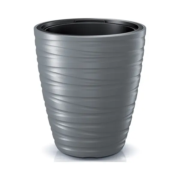 Prosperplast Plantenpot/bloempot Amazing - Buiten/binnen - Kunststof - Steengrijs - D30 X H33 Cm - Met Binnenpot thumbnail