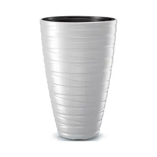 Prosperplast Maze DPMZ400 2-in-1 Flower Pot Planter With Plant Pot Round Plastic 37.5 Cm Diameter 57.9 Cm Height (White)