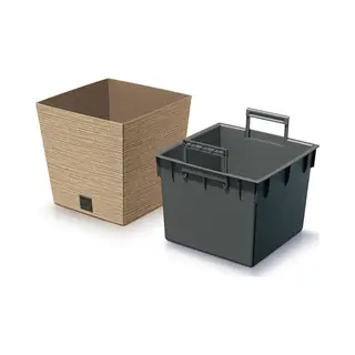 Prosperplast Plantenpot/bloempot - Buiten - Kunststof - Lichtbruin - Eco Wood Look - D29 X H29 Cm