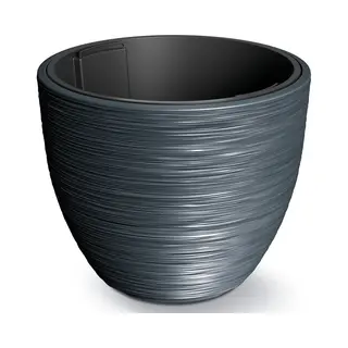Prosperplast Plantenpot/bloempot Furu Stripes - Buiten/binnen - Kunststof - Antraciet - D47 X H47 Cm - Met Binnenpot