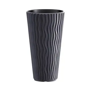 Prosperplast Zanvic Pflanzgefäß Sandy Slim, Anthrazit, 39 Cm