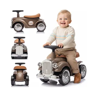 sun baby Rutschauto Ab 1 Jahr Retro Classic, Rutschauto Indoor, Auto Kinder, Baby Auto, Gehhilfe Mit Horn (Braun)