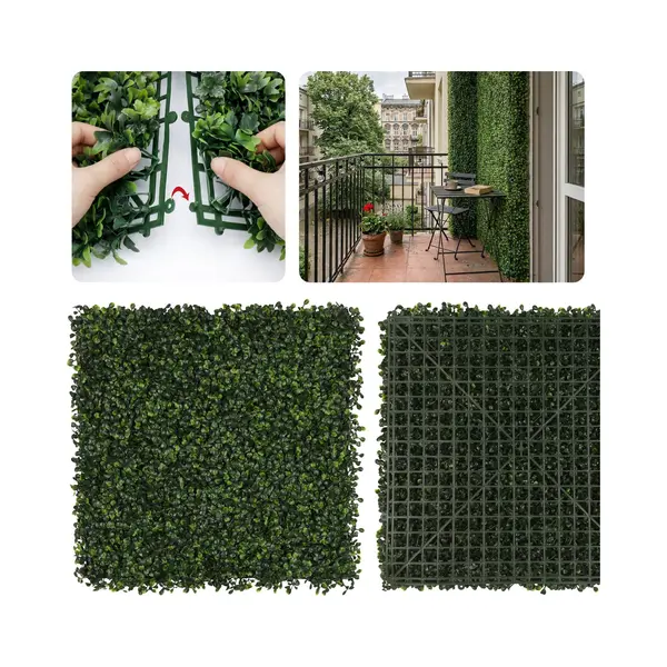 sarcia.eu Plantenwandpaneel Fijn Buxus, Groene Wand Dichtbegroeid, Decoratief Wandpaneel, Gordijn Voor Balkon 50x50 Cm, 1 Stuk thumbnail