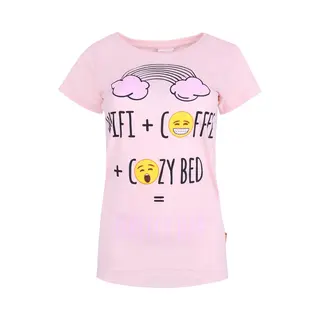 sarcia.eu Abrikozenkleurig Slaapshirt Voor Dames Met Emoji-emoticon-motief