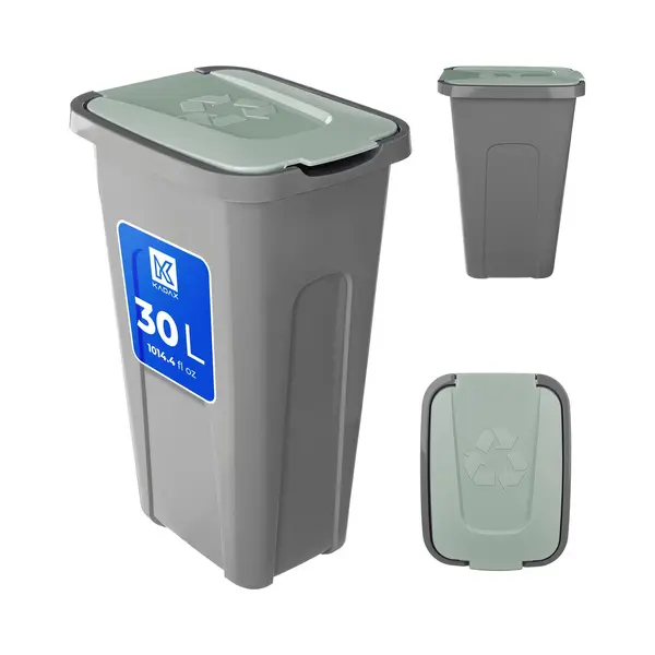 Kadax Vuilnisemmer Voor Afvalscheiding, 30 Liter, Robuuste Afvalcontainer Met Luchtdicht Klapdeksel, Afvalcontainer Voor Afvalscheidingssysteem, thumbnail