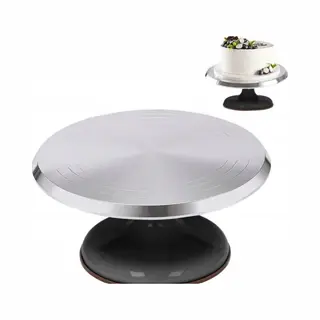 Brunbeste Draaibaar Taartplateau Van Rvs – Ø30x12cm – Zwart/Zilver – Antislip