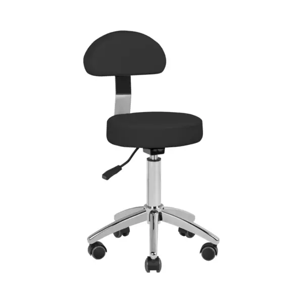 Activeshop Cosmetische Ergonomische Zadelkruk Am-304 Zwart – Met Rugleuning – Verstelbaar – Op Wielen – Professionele Werkkruk thumbnail