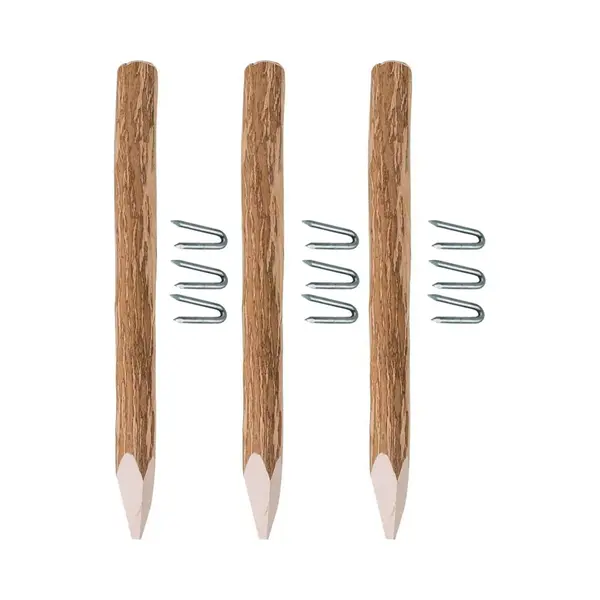 Bogateco 3 X Haselnuss Staketenzaun Pfosten | Höhe 90 Cm | Angespitzte Holz-Pfahl | 3-teiliges Set Für Einen 500 Cm Langen Gartenzaun Zaunpfosten thumbnail
