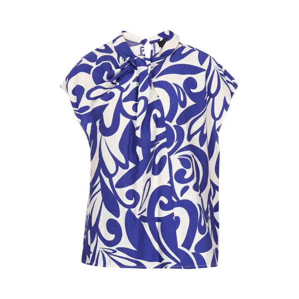 DreiMaster Klassik Blouse 'Classic Look' Enziaan / Wit thumbnail