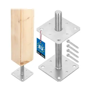 Kotarbau® Pfostenträger Höhenverstellbar - Montagestütze – 110 X 110 X 250 Mm - Balkenschuh - M24 - Verstellbarer Pfostenfuß – Halterung Mit