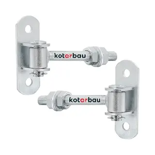 Kotarbau® 2 Stuks Poortscharnieren Set, Staal, 115 Mm M12, Zilver, Verstelbare Poortscharnieren, Zware Scharnieren, Met Montageplaat, Tuinpoort