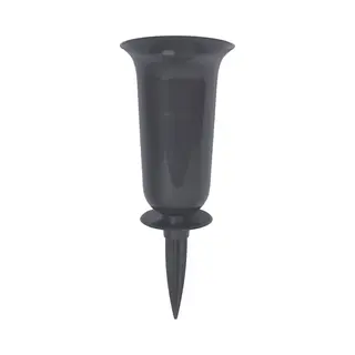 Form Plastic Grafvaas - Kunststof - Antraciet - H32 Cm - Decoratie - Bloemenvaas Voor Herdenkingsplaats/kerkhof - Kelk Op Prikker