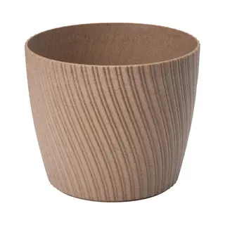 Form Plastic Plantenpot/bloempot Waves - Kunststof - Lichtbruin - D15 X H12 Cm - Rond