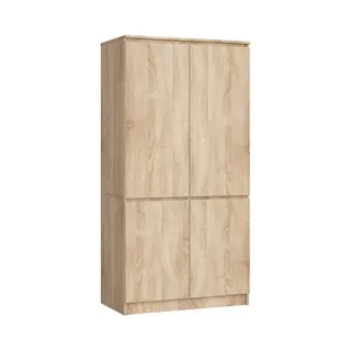Akord - Kleiderschrank S90 Sonoma-eiche 90 Cm 4 Türen 4 Regalböden B90xh180xt51 Cm
