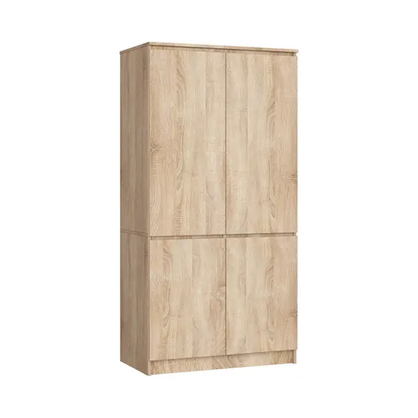 Akord - Kleiderschrank S90 Sonoma-eiche 90 Cm 4 Türen 4 Regalböden B90xh180xt51 Cm thumbnail