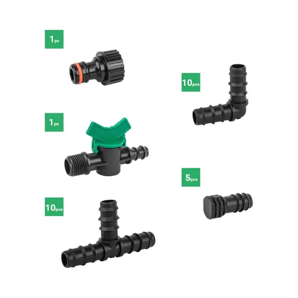 Bradas, Irrigatiesysteem, Druppelirrigatie Accessoireset 16 Mm, 27 Stuks (Set Druppelirrigatie) thumbnail